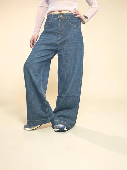 Dark-wash Wide Baggy Jeans