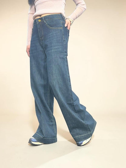 Dark-wash Wide Baggy Jeans