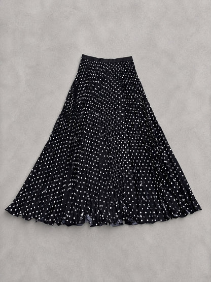 Polka Dot Pleated Maxi Skirt