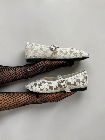 Floral Lace Mary Jene Flats