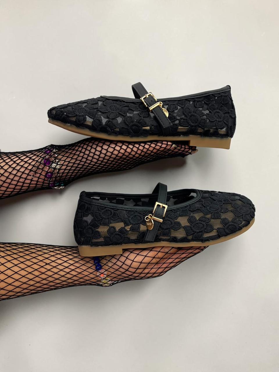 Floral Lace Mary Jane Ballet Flats