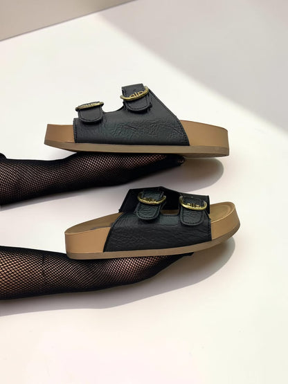 Double Buckle Comfort Slide Sandal