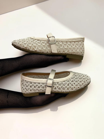 Embroidered Mesh Mary Jane
