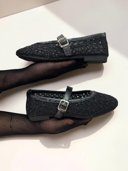Embroidered Mesh Mary Jane