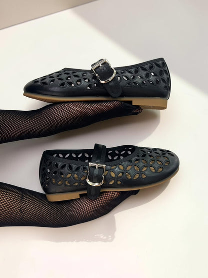 Floral Cutout Mary Jane  Flats