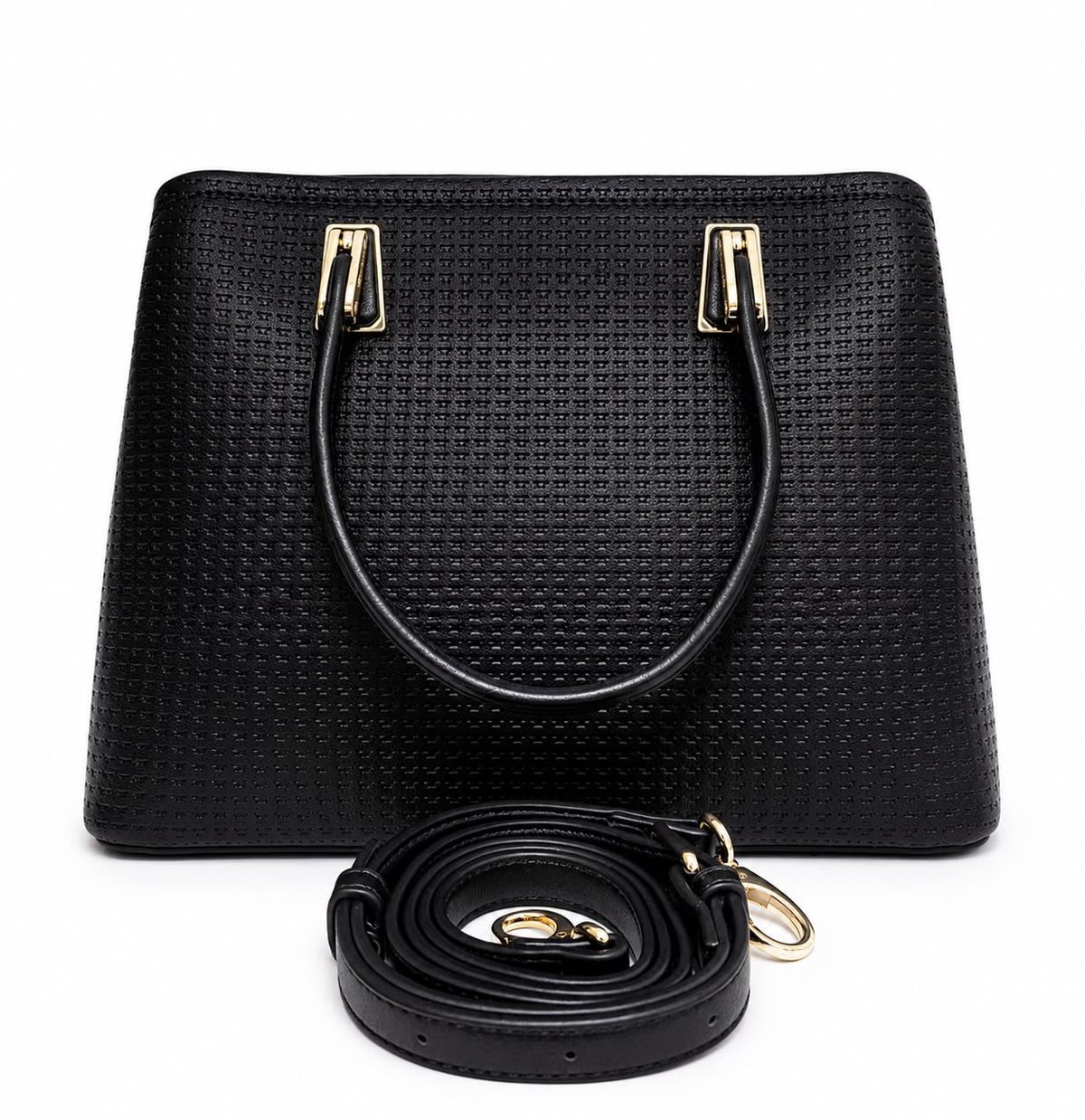 Ivory Textured Convertible Satchel Tote
