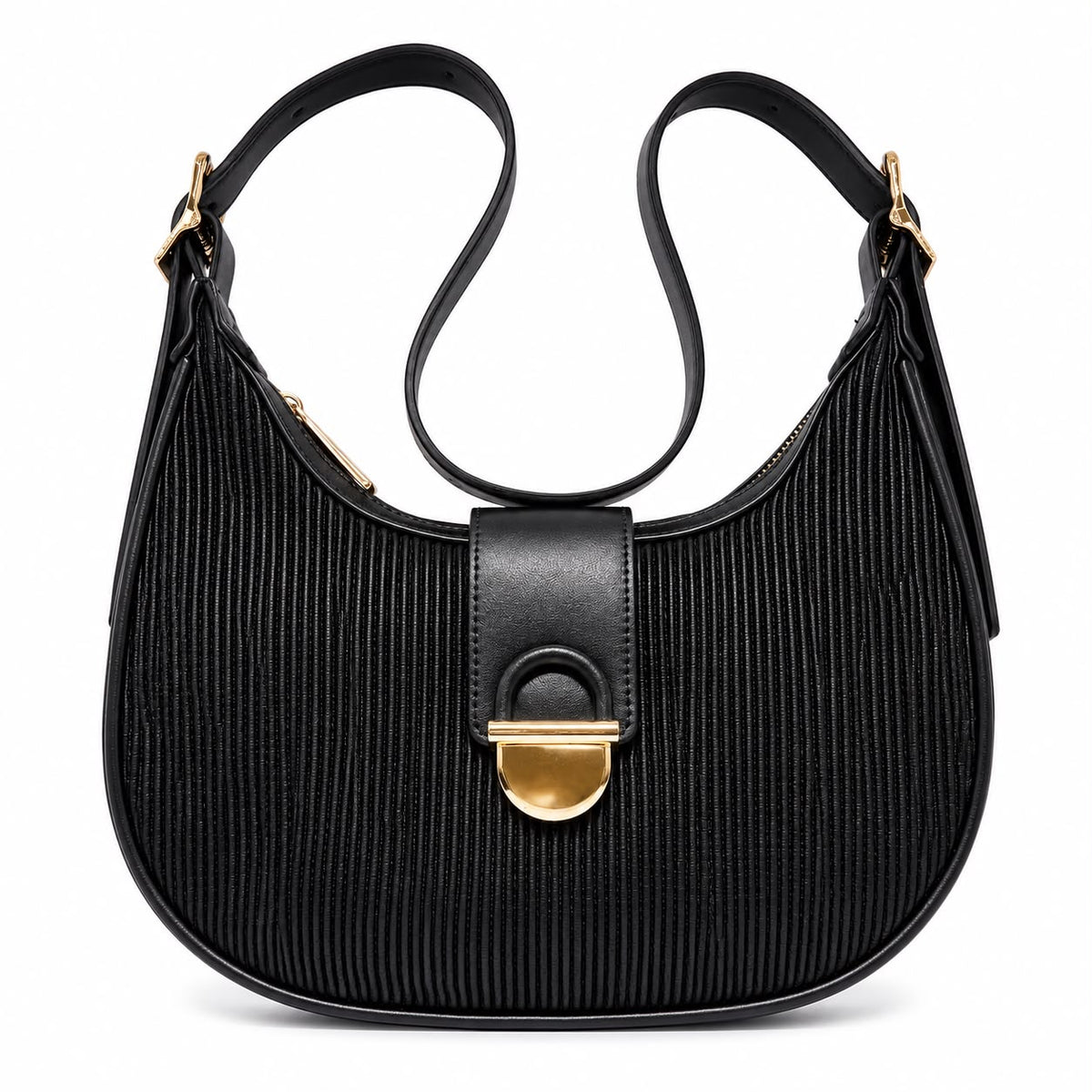 Mocha Ribbed Crescent Shoulder Bag