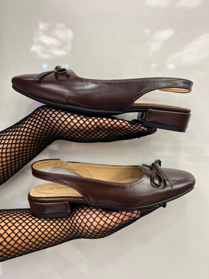 Espresso Bow Slingback Flats