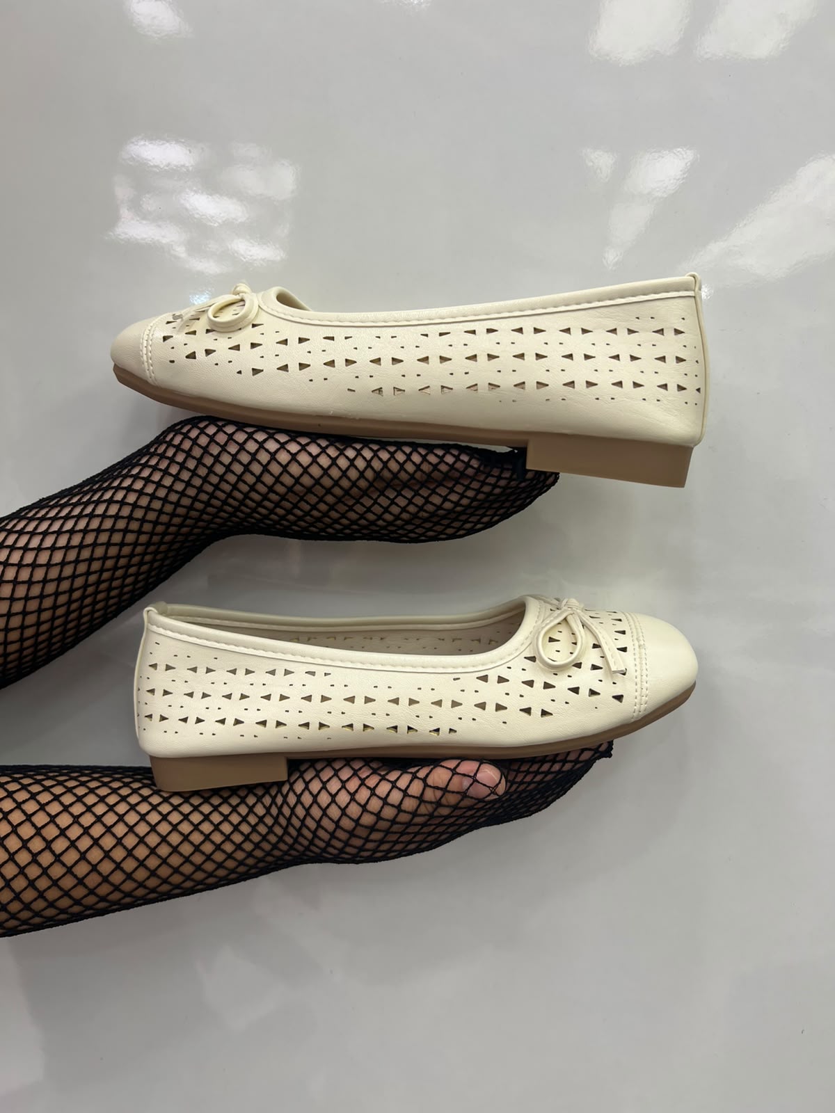 Pearl Mist Perforated Ballet Flats
