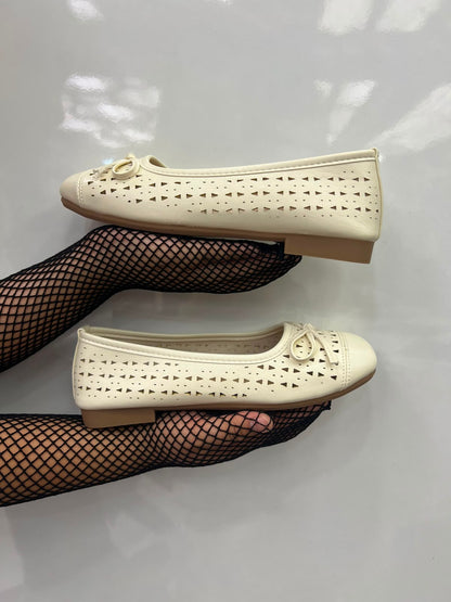 Pearl Mist Perforated Ballet Flats