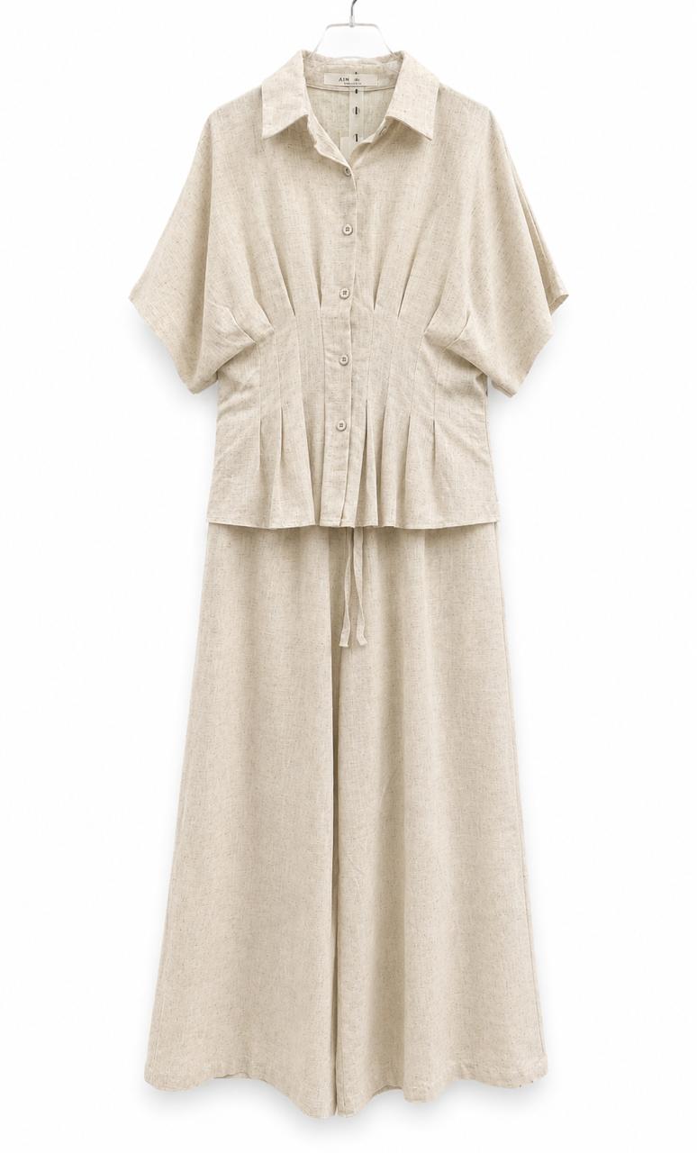 Mocha Elegance Two -Piece Pant Set