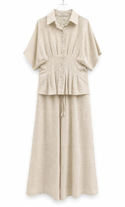 Mocha Elegance Two -Piece Pant Set