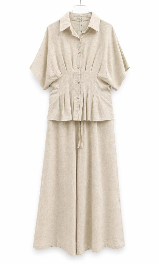 Mocha Elegance Two -Piece Pant Set