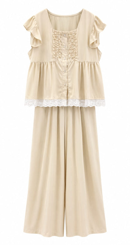 Lace -Trim Two-Piece Lounge Set
