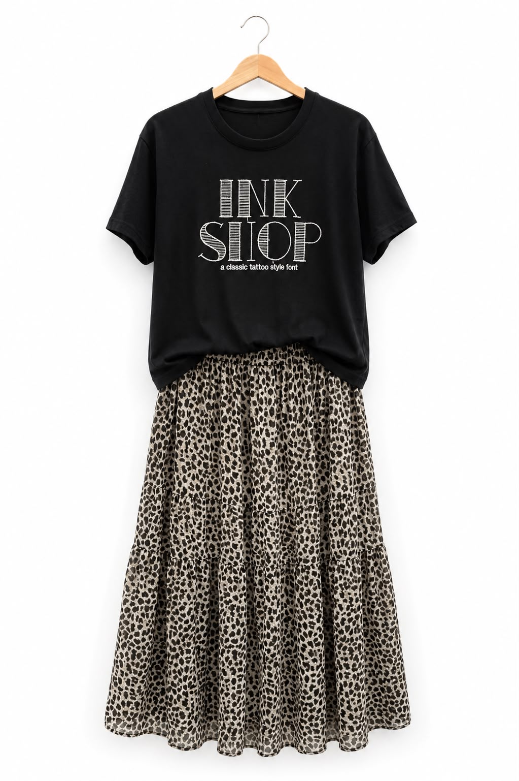 Leopard Tiered Maxi Skirt Set