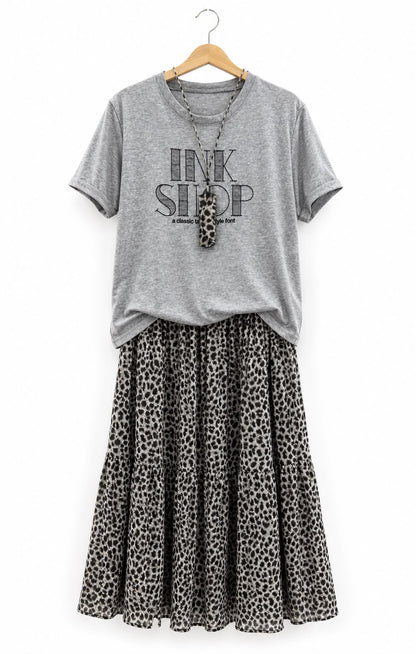Leopard Tiered Maxi Skirt Set