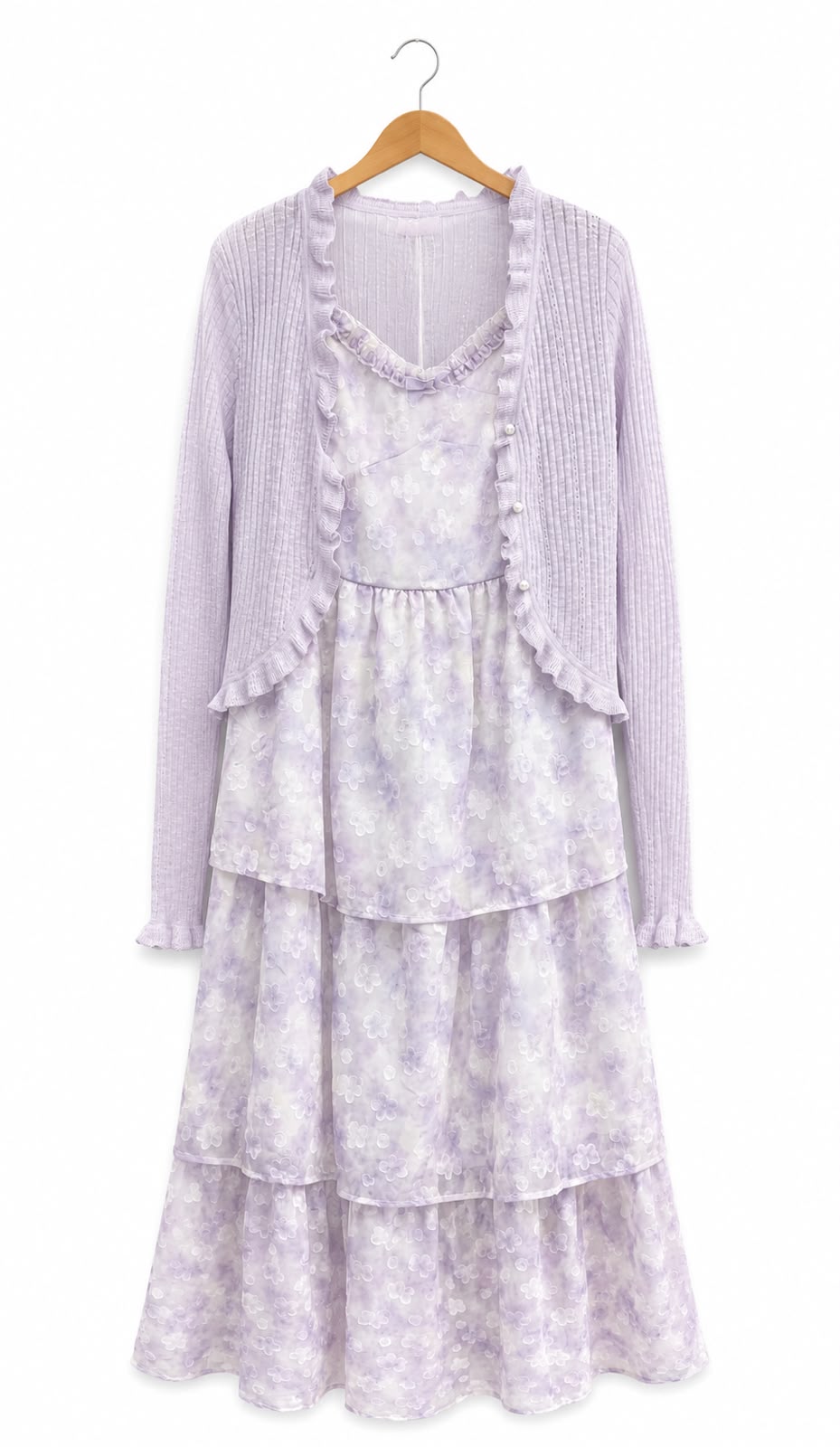 Dress with Kint Cardigan