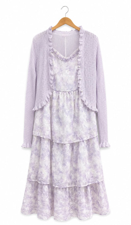 Dress with Kint Cardigan