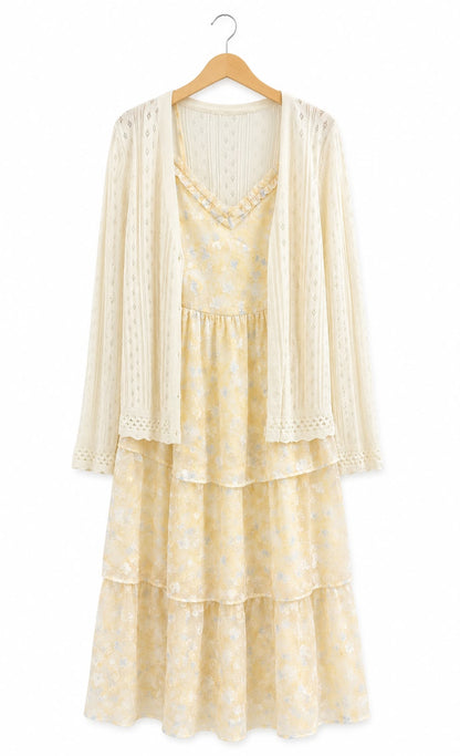Dress with Kint Cardigan