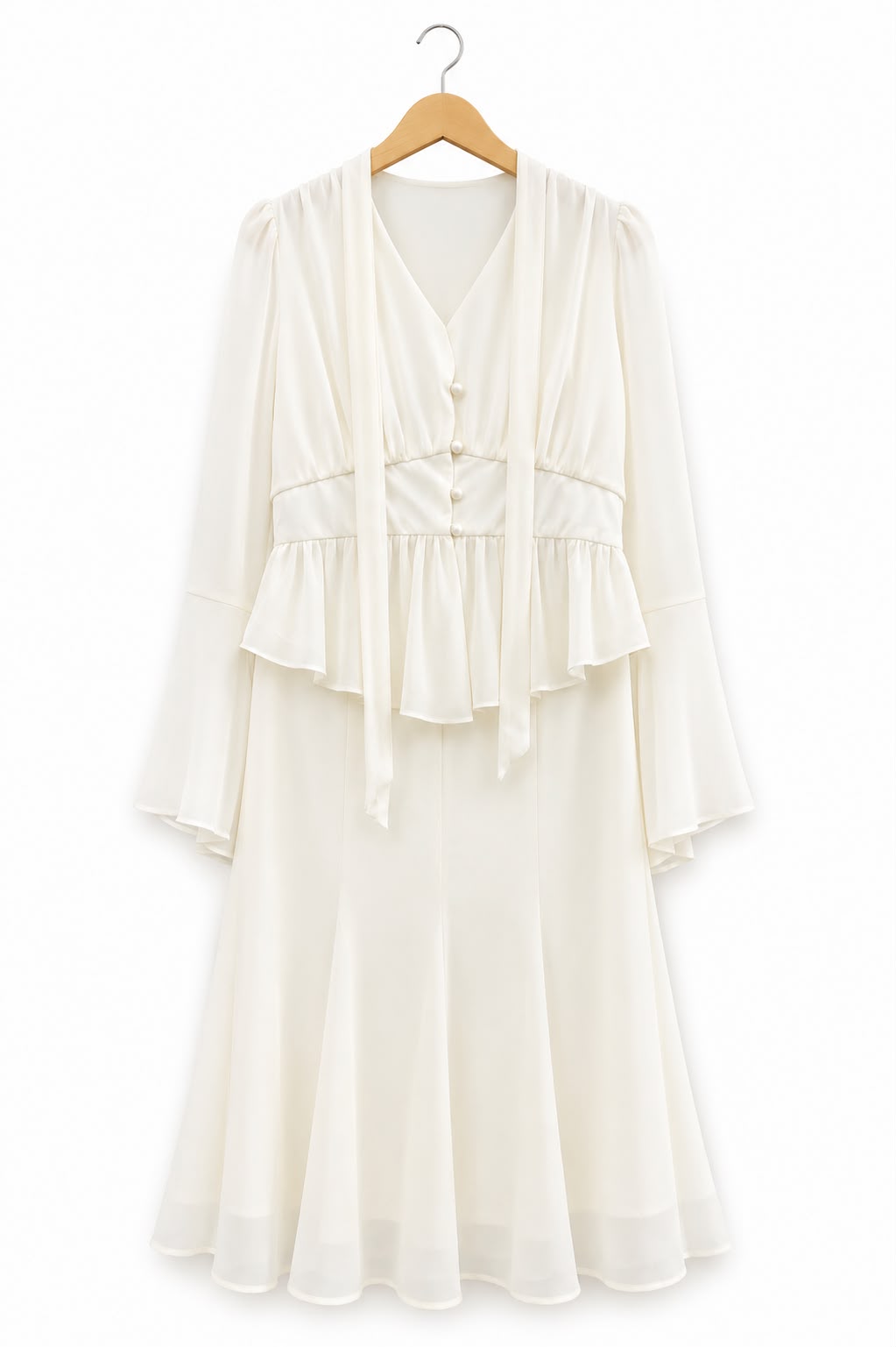 Blush Grace Ruffle Midi Dress