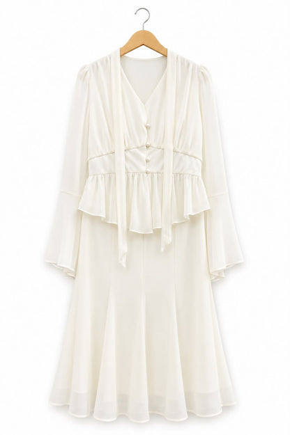 Blush Grace Ruffle Midi Dress