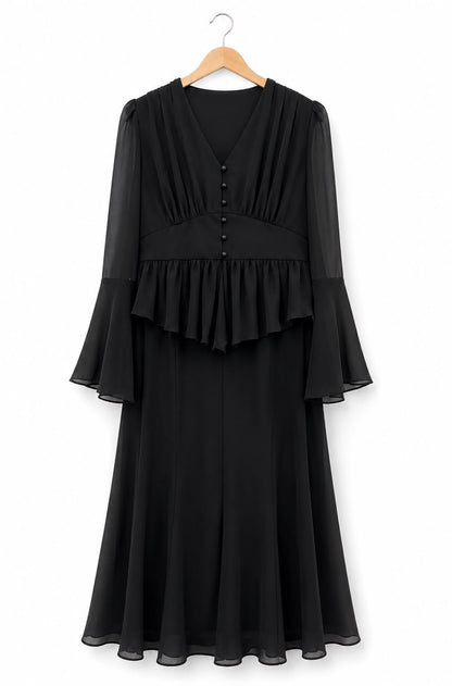Tie-Neck Midi Dress
