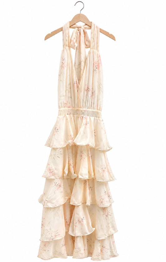 Blush Blossom Tiered Maxi Dress