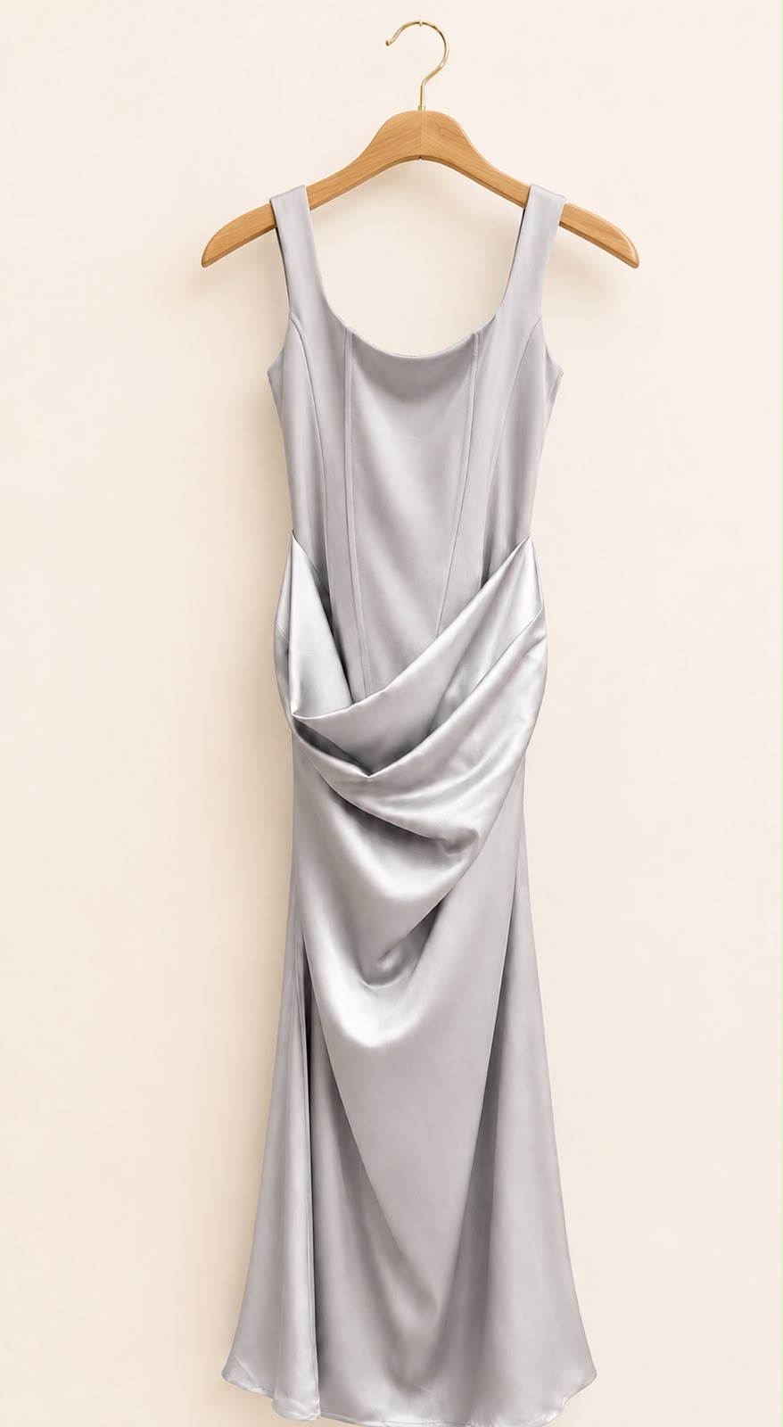 Ivory Satin Drape Dress
