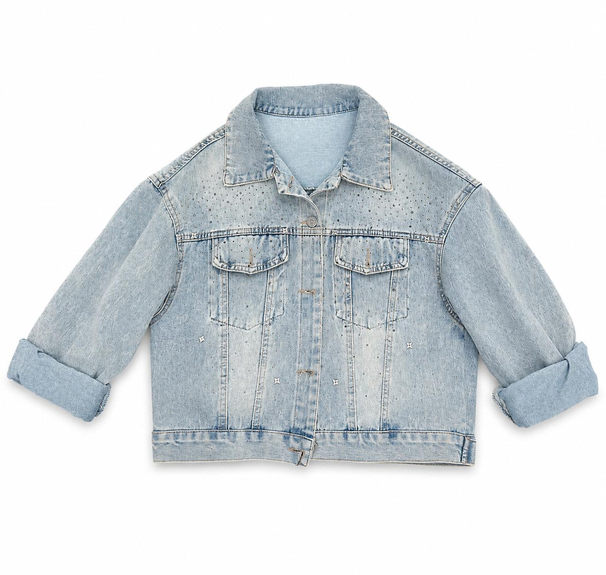 Light Wash Embellished Denim Jacket