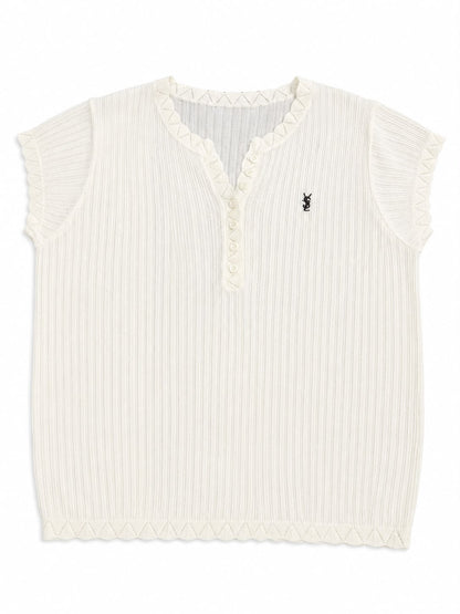 Mocha Ribbed Knit Henley Top