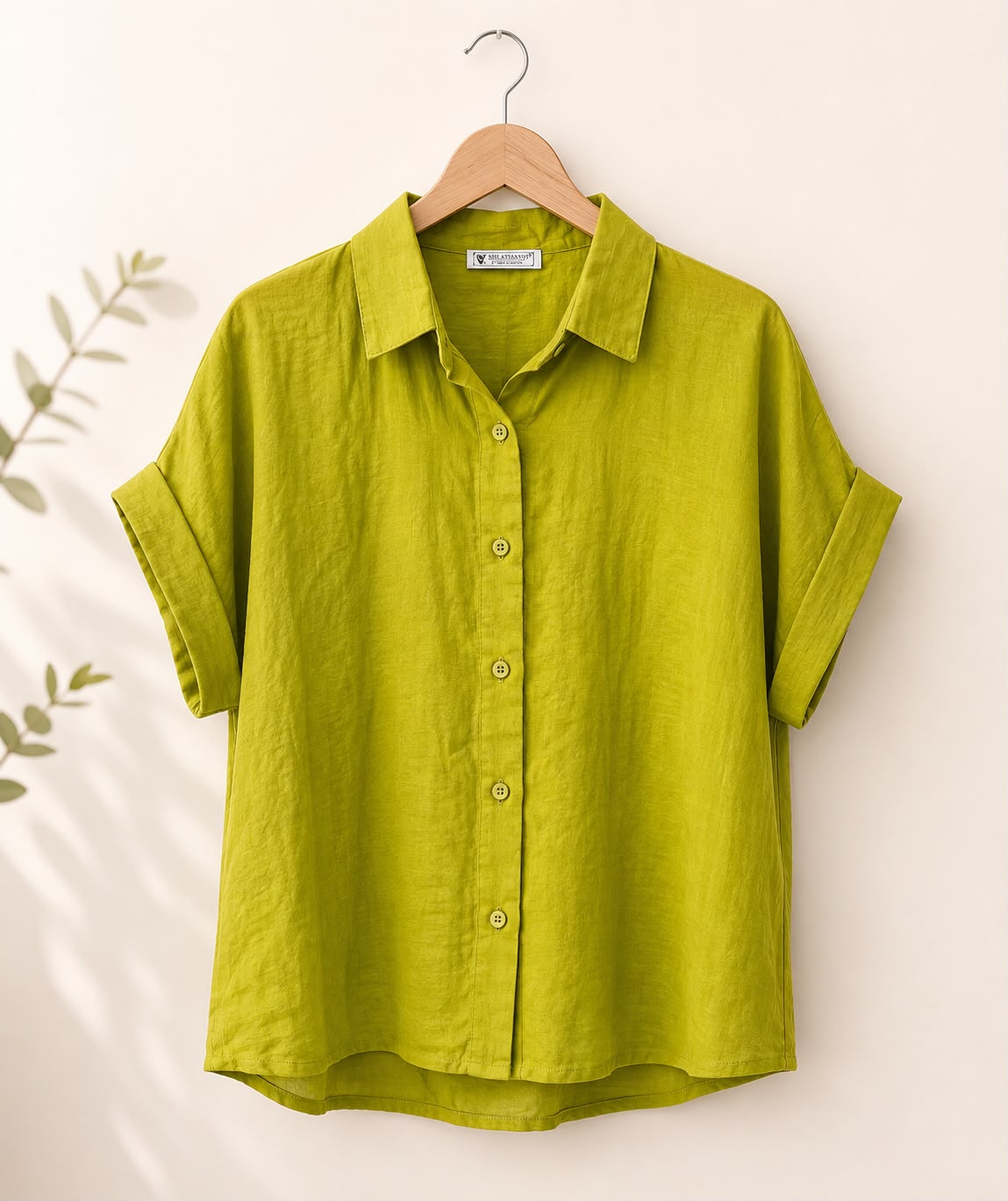 Crimson Roll-Sleeve Shirt