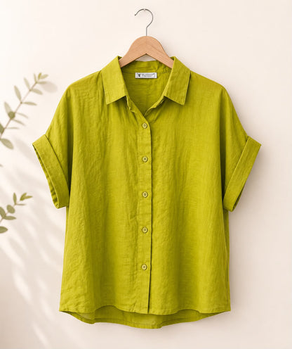 Crimson Roll-Sleeve Shirt