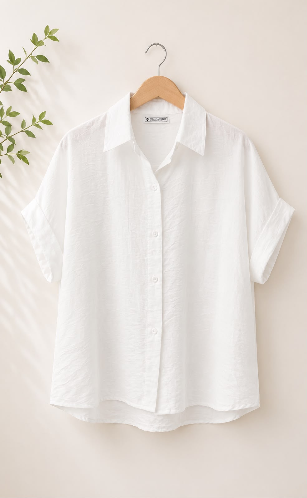 Crimson Roll-Sleeve Shirt