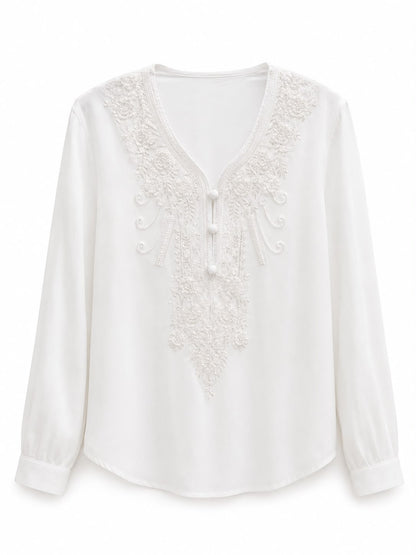 Ivory Bloom Embroidered Blouse