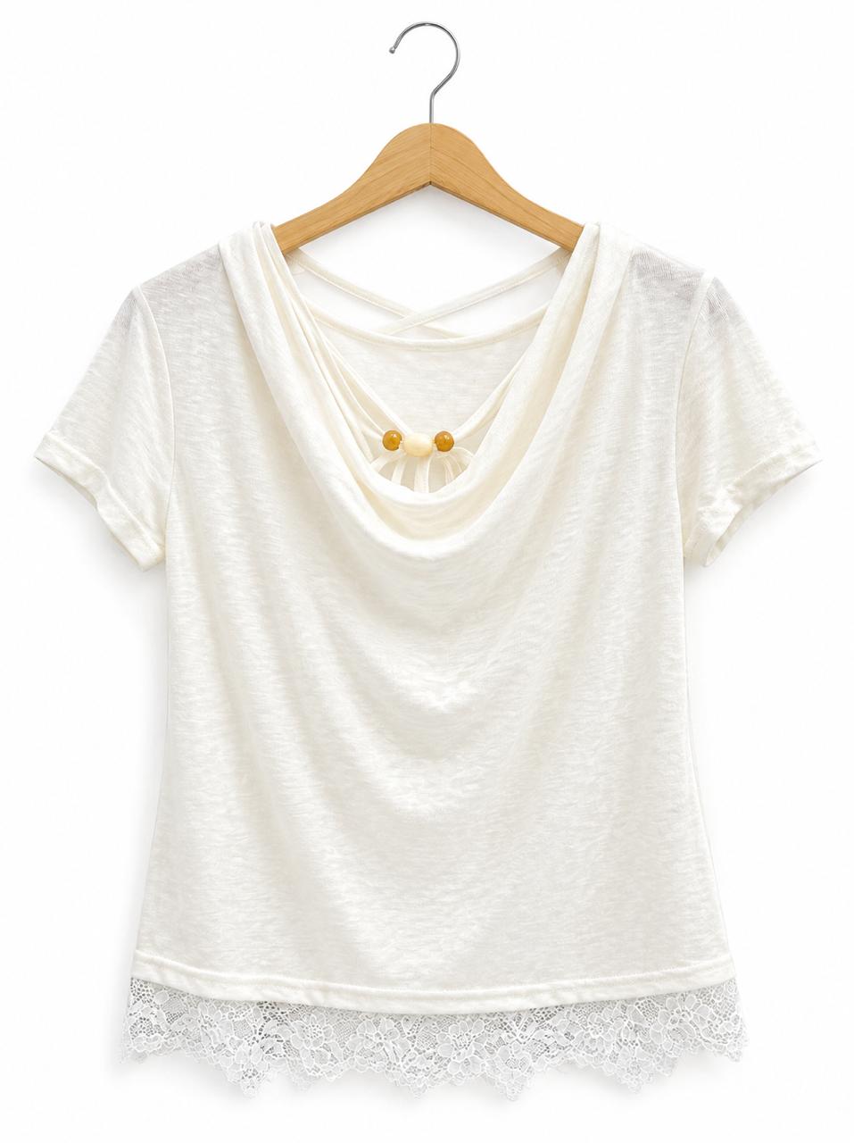 Moncha Cowl Neck Lace Top