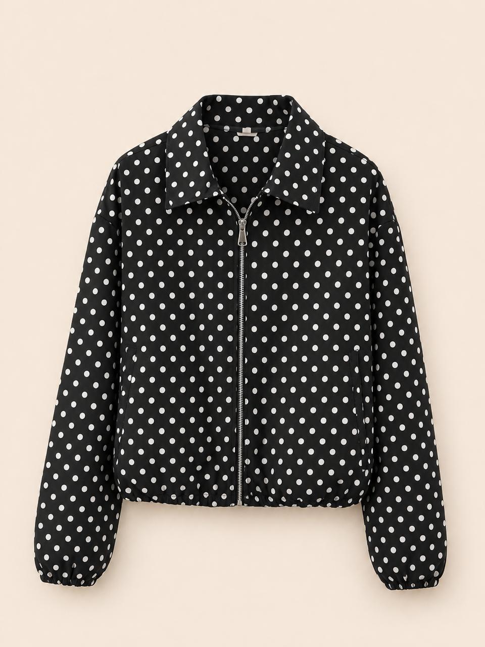 Polka Dot Zip Jacket