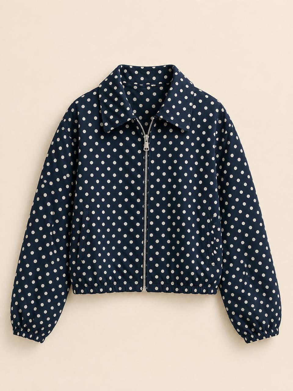 Polka Dot Zip Jacket