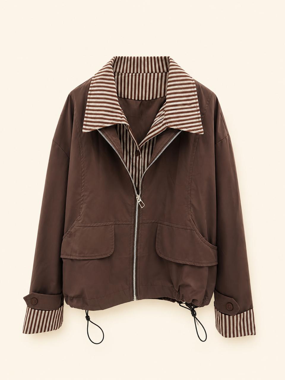 Striped Collar Utility Jacket