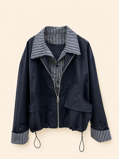Striped Collar Utility Jacket