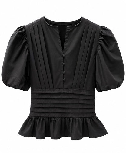 Pleated Peplum Blouse