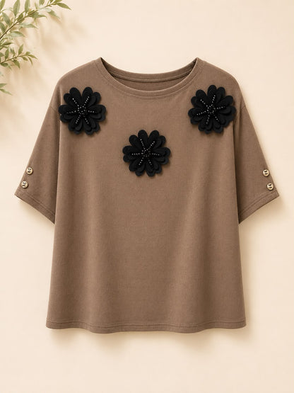 Fuchsia Black Blossom Tee