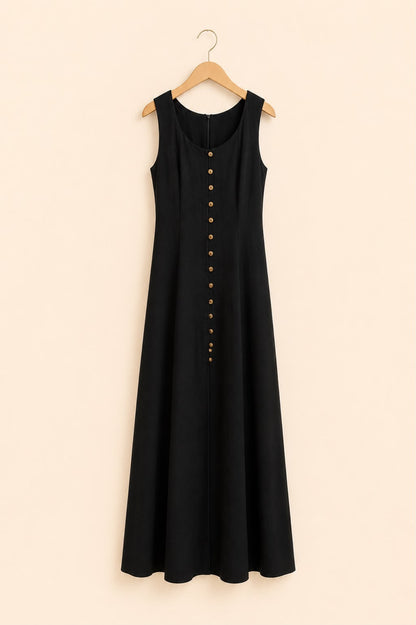 Button -Front Maxi Dress